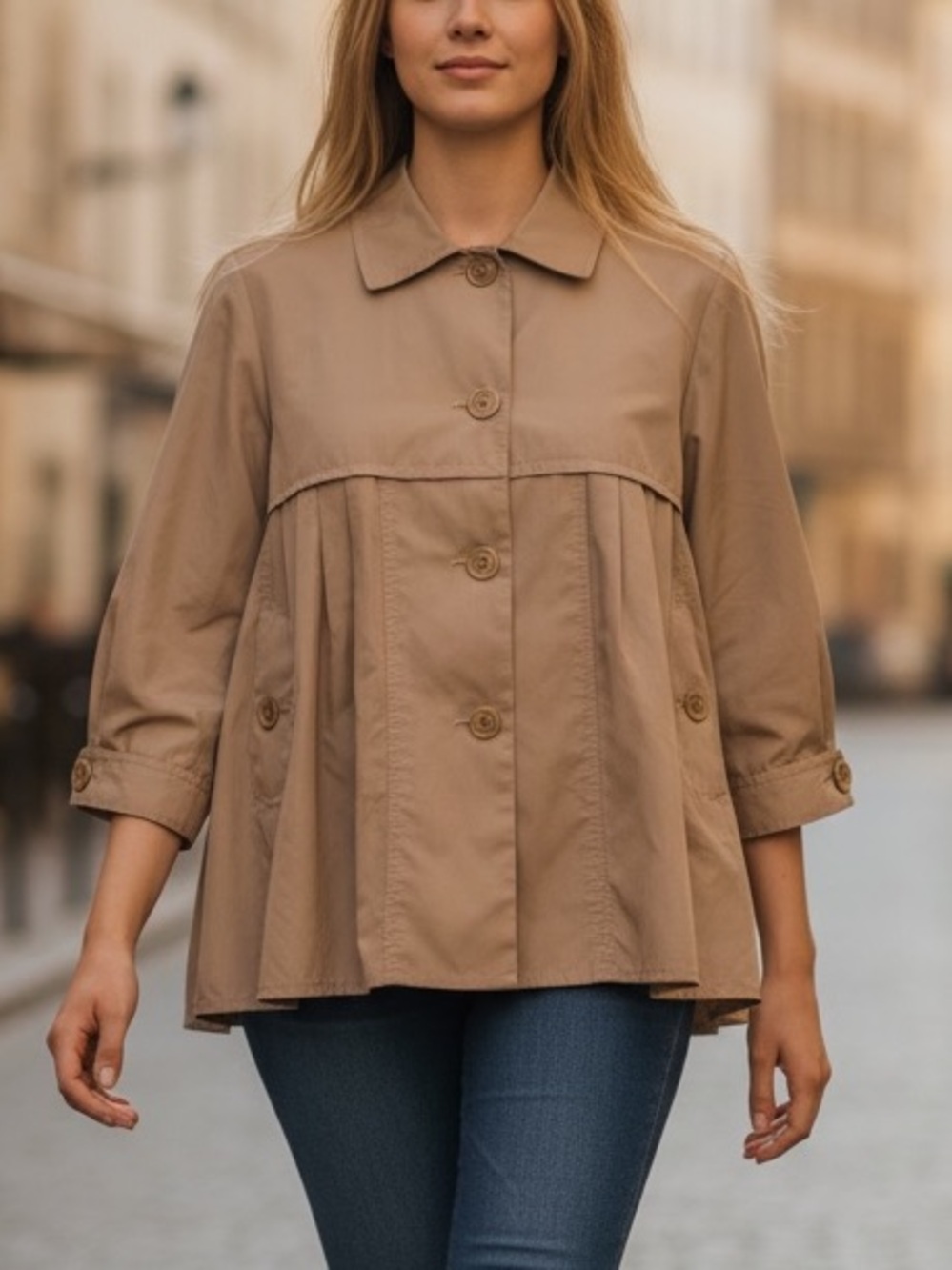 BCBGMaxAzria Rain Peplum Short Trench Coat